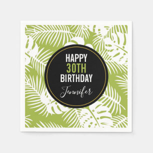 Green Palm Leaves Rainforest Pattern Napkin