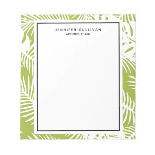 Green Palm Leaves Rainforest Pattern Notepad