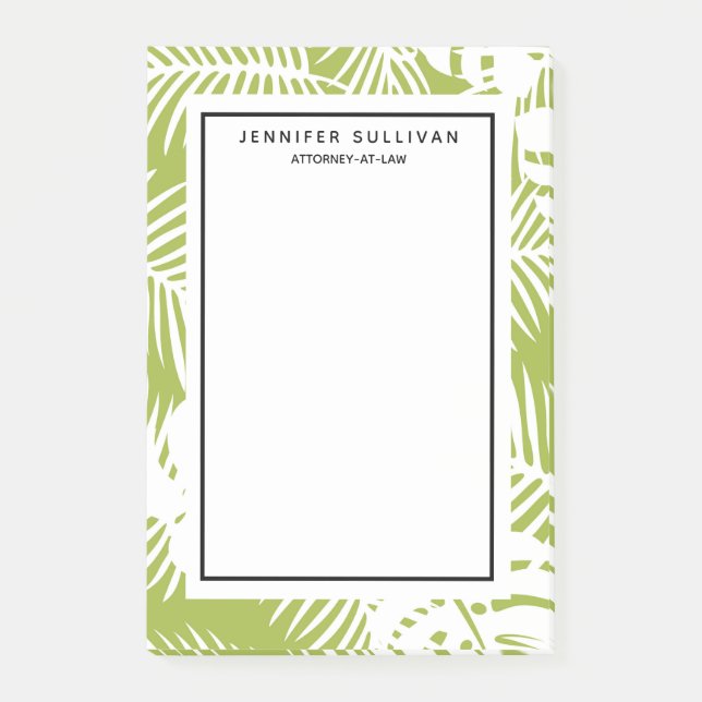 Green Palm Leaves Rainforest Pattern Post-it Notes (Front)