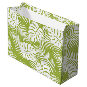 Green Palm Leaves Rainforest Pattern Simple Large Gift Bag