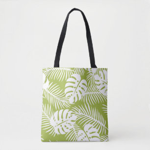 Green Palm Leaves Rainforest Pattern Tote Bag