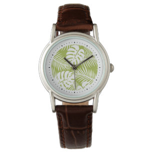 Green Palm Leaves Rainforest Pattern Watch