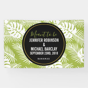 Green Palm Leaves Rainforest Pattern Wedding Banner