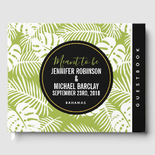 Green Palm Leaves Rainforest Pattern Wedding Guest Book