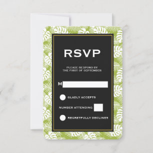 Green Palm Leaves Rainforest Pattern Wedding RSVP