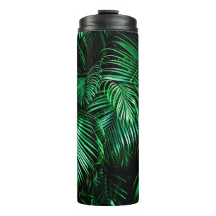 Green palm leaves thermal tumbler