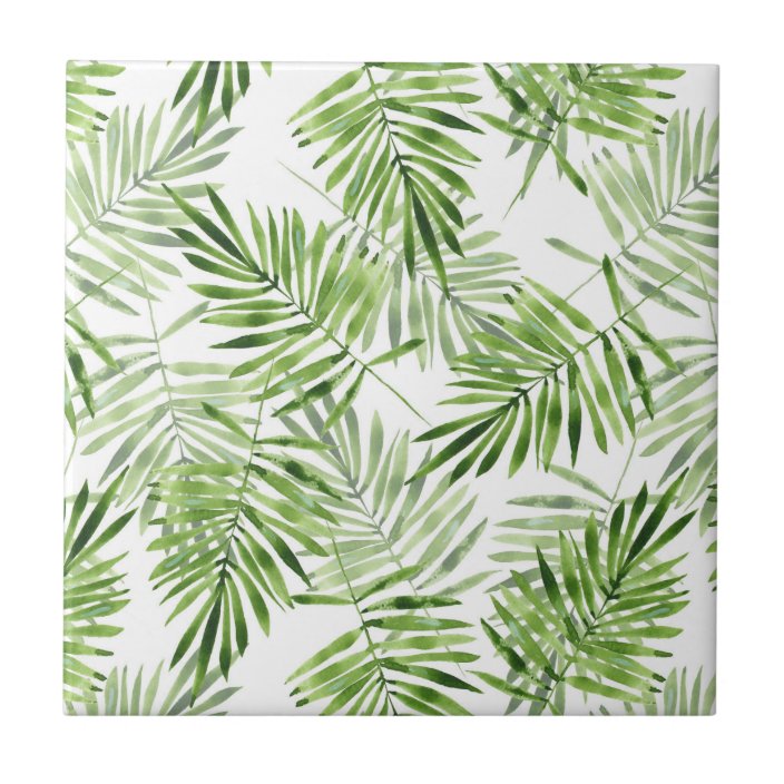 Green Palm Leaves Tile Zazzle.co.uk