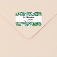 Green palm leaves tropical return address