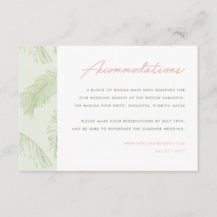 Green Palm Leaves Tropical Wedding Accommodations Enclosure Card