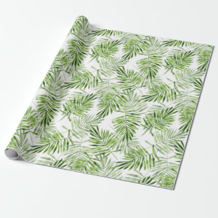 Green palm leaves. Watercolor pattern Wrapping Paper