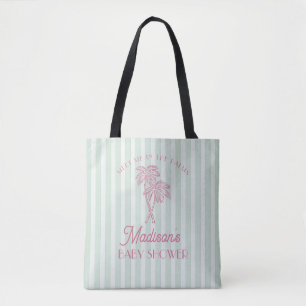 Green Palm Spring Pastel Beach Baby Shower Tote Bag