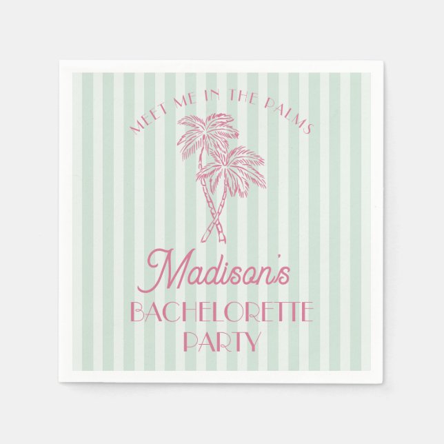 Green Palm Spring Pastel Beach Bachelorette Party Napkin (Front)