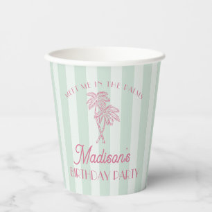 Green Palm Spring Pastel Beach Birthday Party Paper Cups