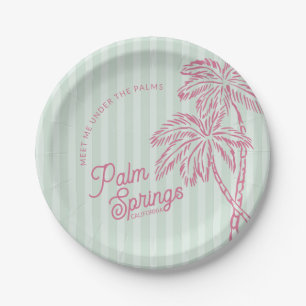Green Palm Spring Pastel Beach Party Favours Paper Plate