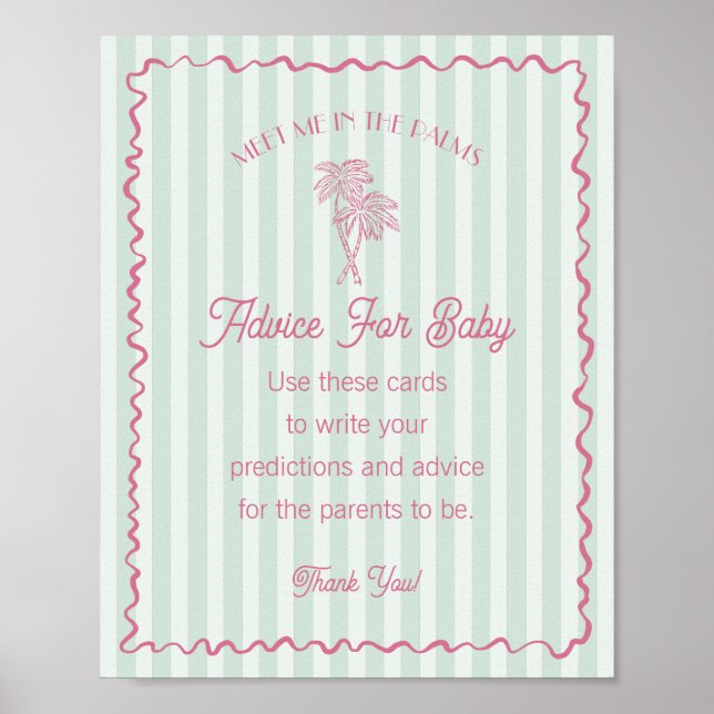 Green Palm Springs Pastel Beach Advice for Baby Poster (Front)