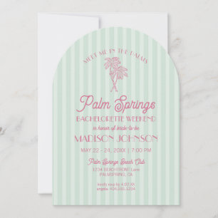Green Palm Springs Pastel Beach Bachelorette Party Invitation