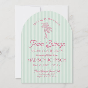 Green Palm Springs Pastel Beach Bachelorette Party Invitation