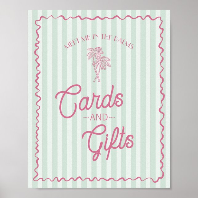 Green Palm Springs Pastel Beach Cards & Gifts Poster (Front)