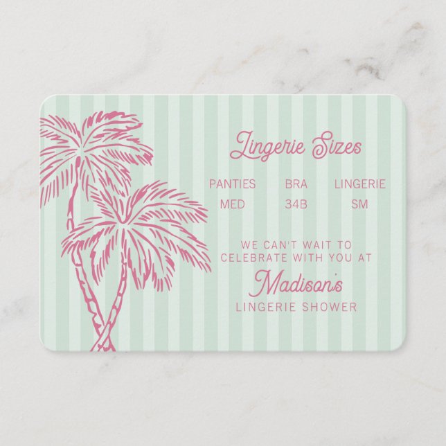 Green Palm Springs Pastel Beach Lingerie Insert (Front)