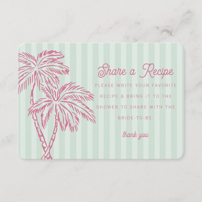 Green Palm Springs Pastel Beach Share Recipe Card (Front)