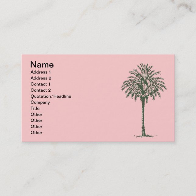 Green Palm Tree Business Card (Front)