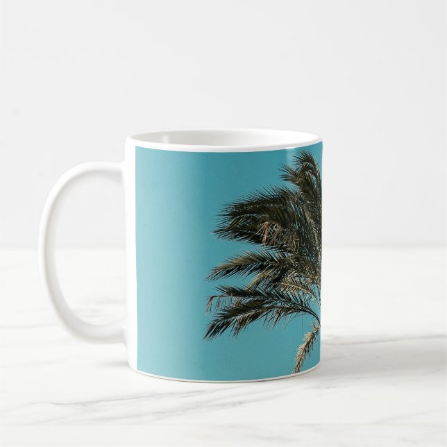 Green palm tree coffee mug (Left)