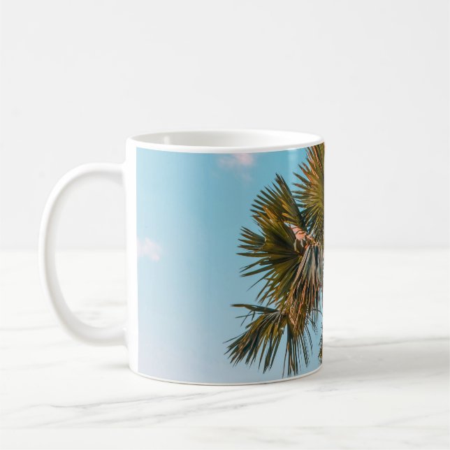 Green palm tree coffee mug (Left)