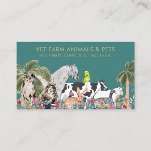 Green Palm Tree Farm Animal Cat Dog Bird Pet Business Card