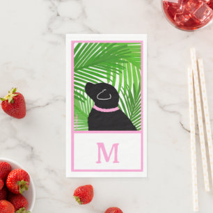 Green Palm Tree Island Black Dog Guest Towels Napkin