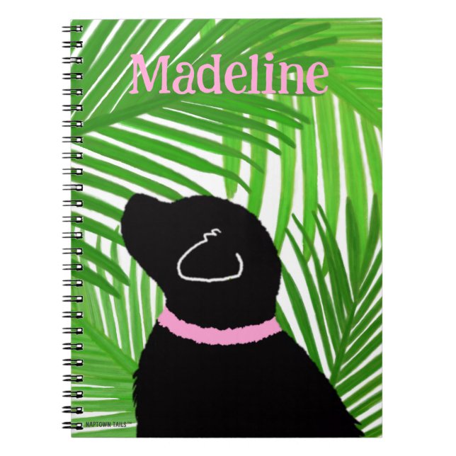 Green Palm Tree Island Black Dog  Notebook  (Front)