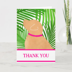 Green Palm Tree Island Yellow Dog Thank You Cards