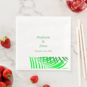Green Palm Tree Leaf Leaves Elegant Wedding Napkin
