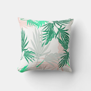 Green Palm Tree Leaves Nature Throw Pillow Cushion