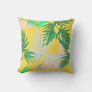 Green Palm Tree Leaves Nature Throw Pillow Cushion