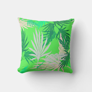 Green Palm Tree Leaves Nature Throw Pillow Cushion