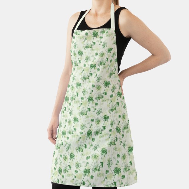 Green Palm Tree Pattern Apron (Insitu)