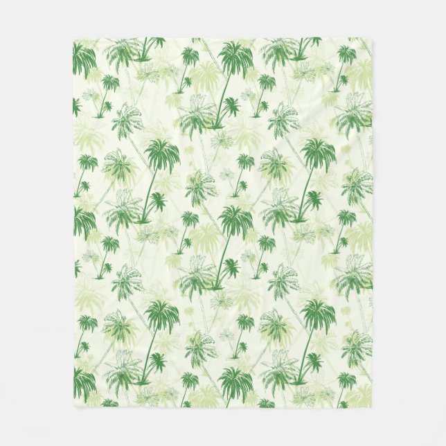 Green Palm Tree Pattern Fleece Blanket (Front)