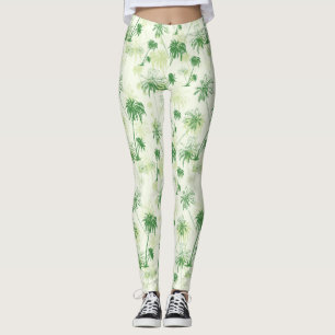 Green Palm Tree Pattern Leggings