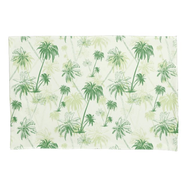 Green Palm Tree Pattern Pillowcase (Front-Left)