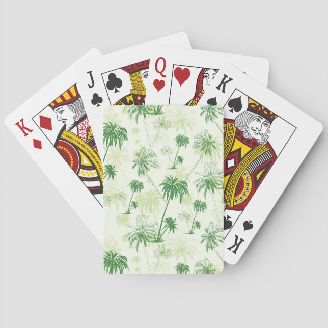 Green Palm Tree Pattern Playing Cards (Back)