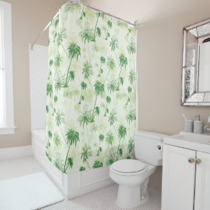Green Palm Tree Pattern Shower Curtain