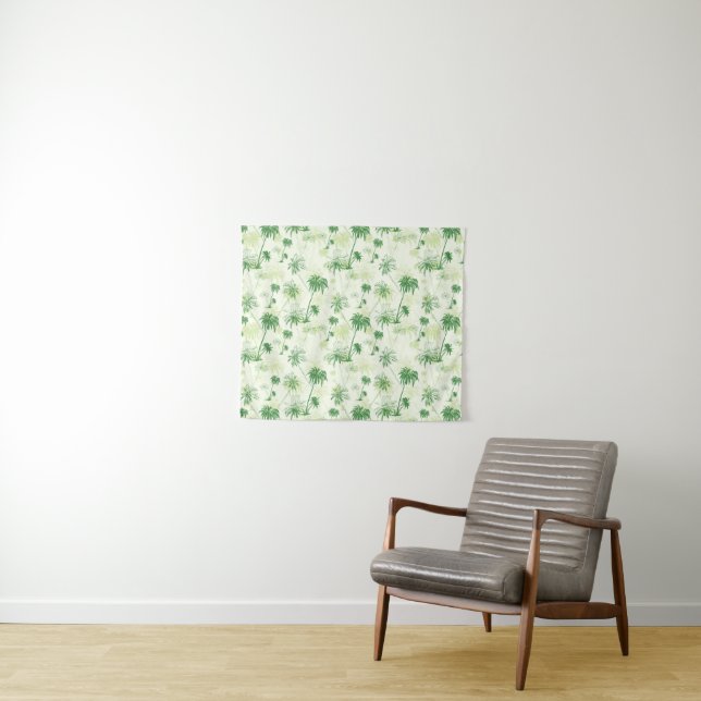 Green Palm Tree Pattern Tapestry (In Situ (Horizontal))