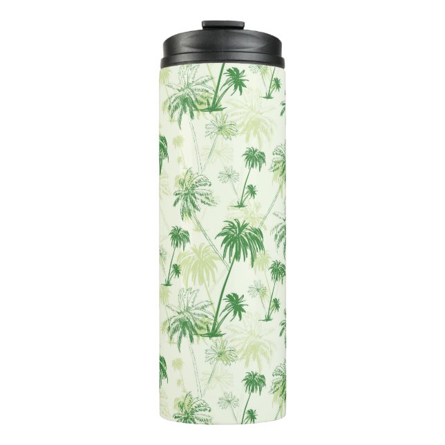 Green Palm Tree Pattern Thermal Tumbler (Front)