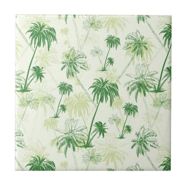 Green Palm Tree Pattern Tile (Front)
