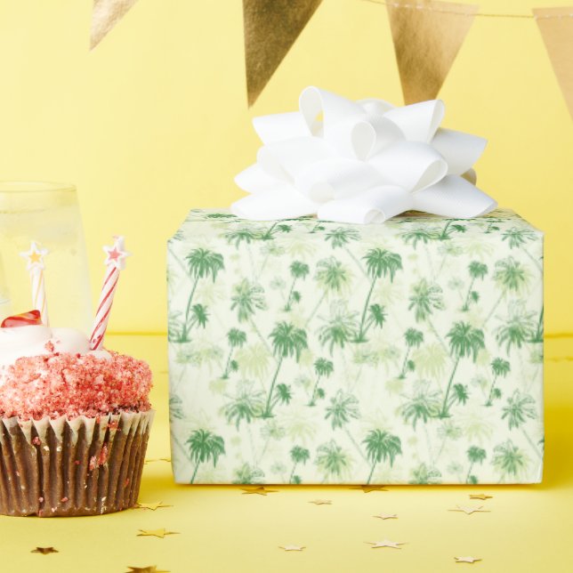 Green Palm Tree Pattern Wrapping Paper (Birthday Party)