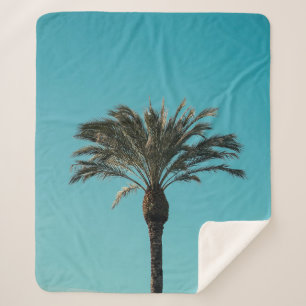 Green palm tree sherpa blanket