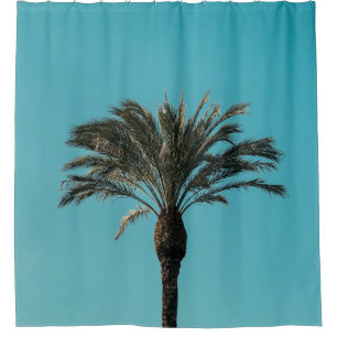 Green palm tree shower curtain