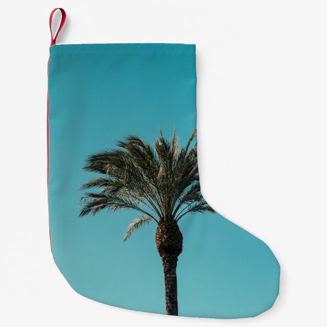 Green palm tree small christmas stocking (Front)