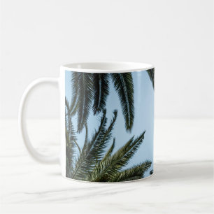 GREEN PALM TREE UNDER WHITE SKY COFFEE MUG