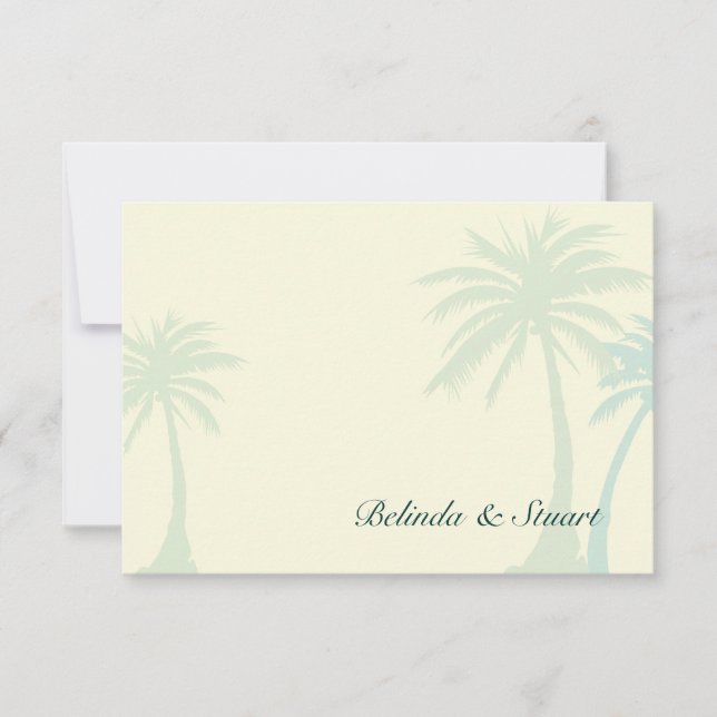 Green Palm Tree Wedding RSVP - no border Card (Front)